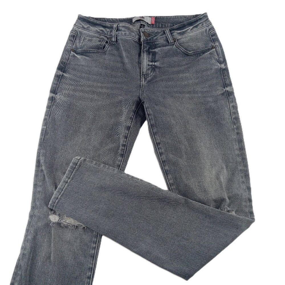 CABI Women's High Rise Skinny Jeans Size 4 Gray Wash Stretch Denim Ripped